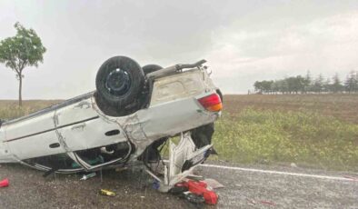 Konya’nın Kulu ilçesinde kontrolden çıkan otomobilin takla attı