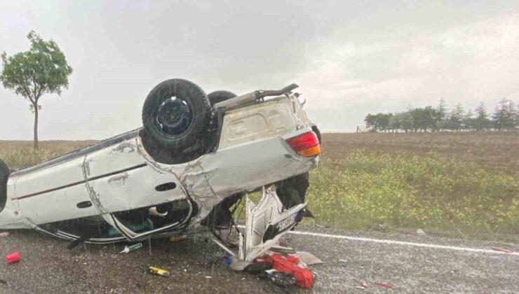 Konya’nın Kulu ilçesinde kontrolden çıkan otomobilin takla attı