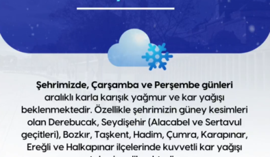KONYA’DA BEYAZ ALARM: 9 İLÇEDE KUVVETLİ KAR BEKLENİYOR!