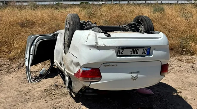 Konya’da Otomobil Bariyerlere Çarptı, Şarampole Takla Attı: Aynı Aileden 5 Yaralı!