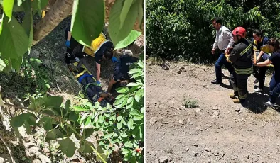 Kiraz Toplarken Dalı Kırılan Çiftçi 4 Metreden Boş Su Kanalına Düştü!