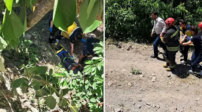 Kiraz Toplarken Dalı Kırılan Çiftçi 4 Metreden Boş Su Kanalına Düştü!