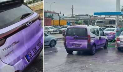 Afyonkarahisar’da Sıradışı Olay: Yola Dökülen Kimyasal Araçları Mora Boyadı!