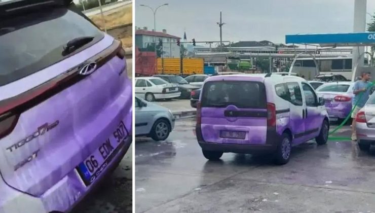 Afyonkarahisar’da Sıradışı Olay: Yola Dökülen Kimyasal Araçları Mora Boyadı!