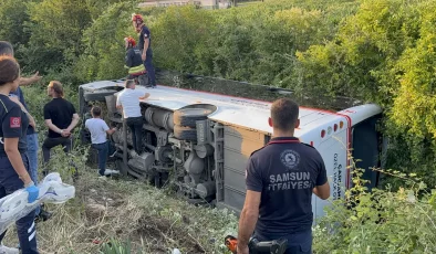 Samsun’da Halk Otobüsü Devrildi: 21 Kişi Yaralandı!